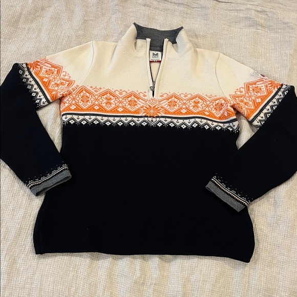 Dale of Norway Women’s Moritz Swwater Black, Cream and Orange Medium Like New! - Picture 2 of 11